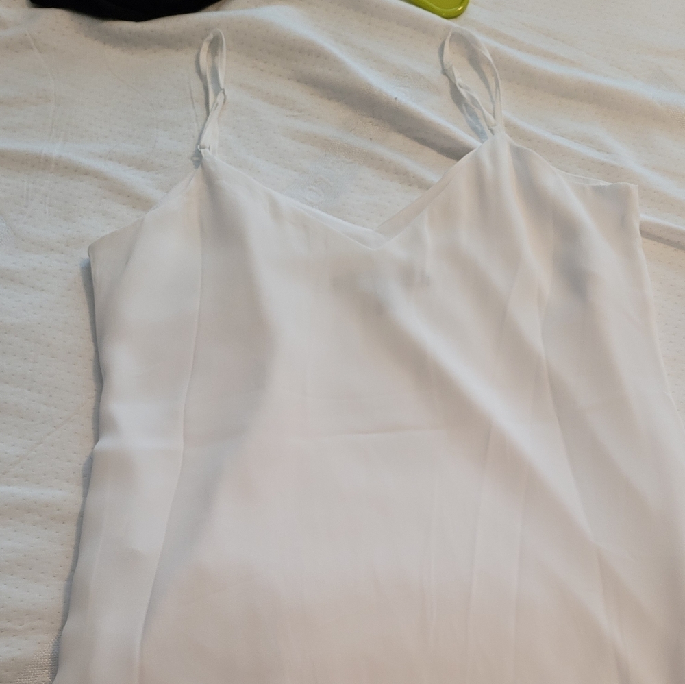 White House Black Market White Silky blend Top